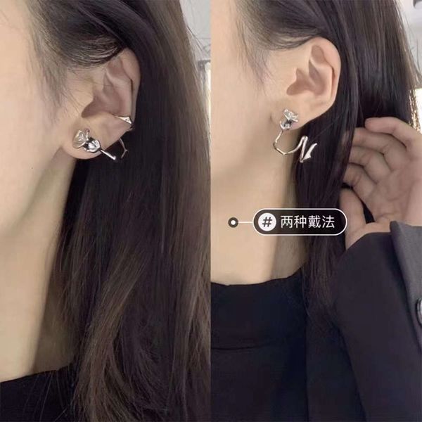 

hbp french s925 silver needle women's advanced feeling 2021 new fashion personalized design rose earrings