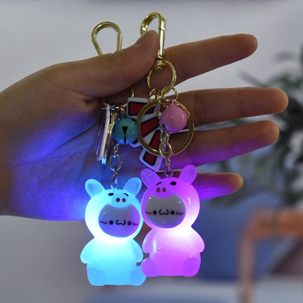 

jelly ribbon lamp cartoon doll pig key chain animal pendant auto parts claw machine pendant small gifta1, Silver