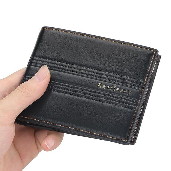 

wallets men's wallet short korean version of the business multi-card purse fashion high-quality fabric, Red;black