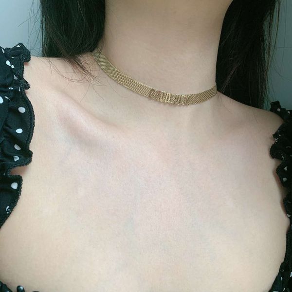 

hbp fashion goodluck wide choker collarbone chain women's neck ornament with titanium steel short necklace, Silver