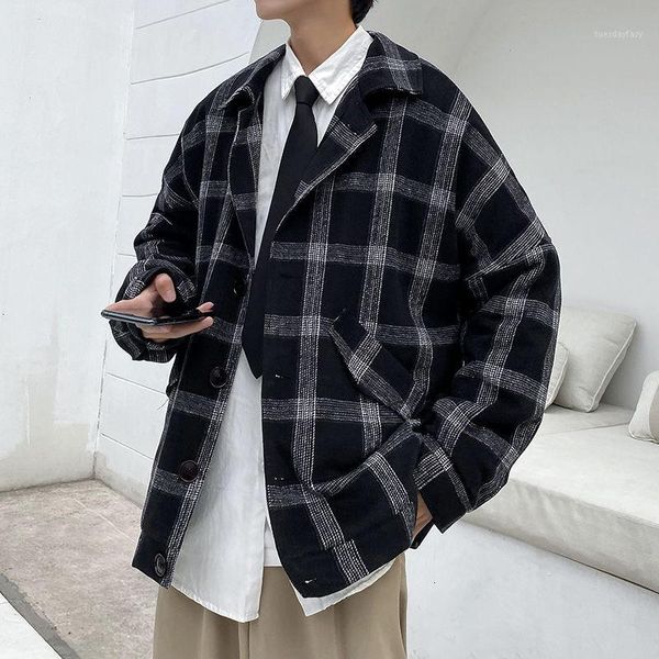 

men's down & parkas men's cotton-padded clothes 2021 autumn winter thick checked printed casual fashion youth wear1, Black