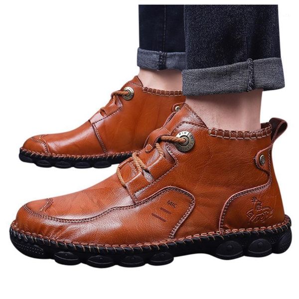 

men's retro high-british non-slip lace-up handmade leather shoes men casual lace dress1, Black