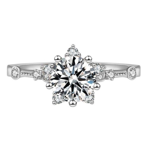 

wedding rings luxury snowflake 925 sterling silver shiny moissanite fine jewelry for women engagement fashion valentines gifts, Slivery;golden