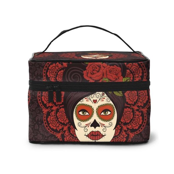 

cosmetic bags & cases 2021 women makeup bag mexican skull girl ladies beauty case cosmetics organizer toiletry