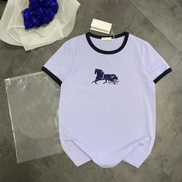 

2121 spring summer contrast white basic t-shirt carriage print letter ice porcelain cotton short sleeve girl0