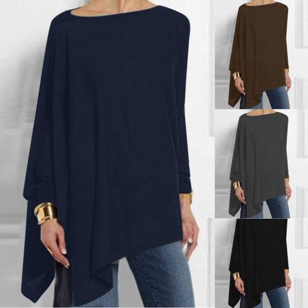 

women's blouses & shirts women causal long sleeve cotton blouse spring loose irregular shirt female solid sweatshirt pullover, White