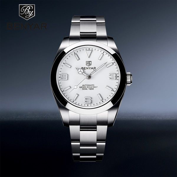 

benyar 2021 new men automatic mechanical watches brand men luxury sports waterproof clock reloj hombre, Slivery;brown