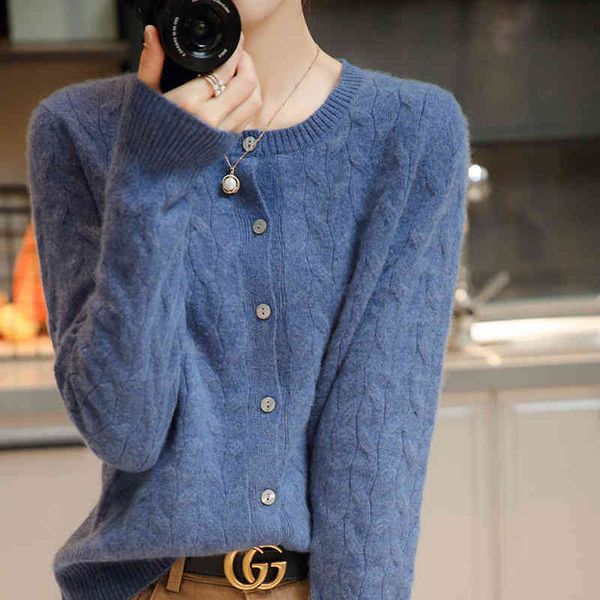 

women's sweaters super female cardigan pure wool, loose women's blouses round collar, solid colour, knitted or crocheted, shirt, 1, White;black