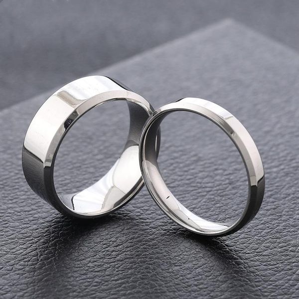

cluster rings ksra trend simple stainless steel glossy couple men and women fashion titanium ring jewelry, Golden;silver