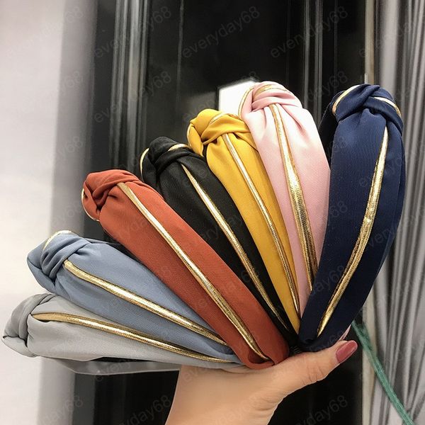 

solid color satin fabric knot headband cross knot hairband turban hair accessories, Silver