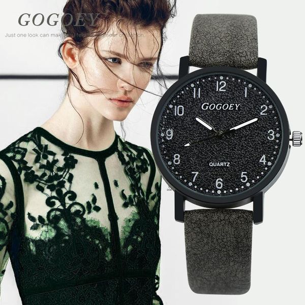 

wristwatches fashion gogoey watches womens leather band quartz wristwatch ladies relogio feminino horloge dames damen uhr, Slivery;brown