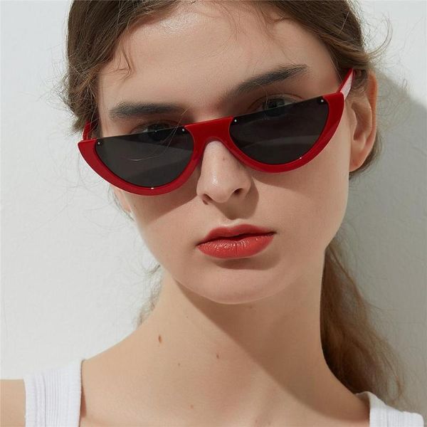 

personalized 2021 perdurable fashion red purity brand sunglasses hight women vintage punk1 colorful logo customer cateye uostv, White;black