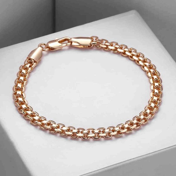 

5mm womens mens bracelet 585 rose gold braided weaving bismark hammered venitian link chain fashion jewelry dcb05, Golden;silver