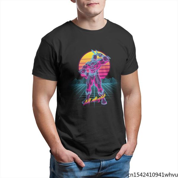 

men's t-shirts retro all might anime men t-shirt fashion black cool plus size clothing, White;black