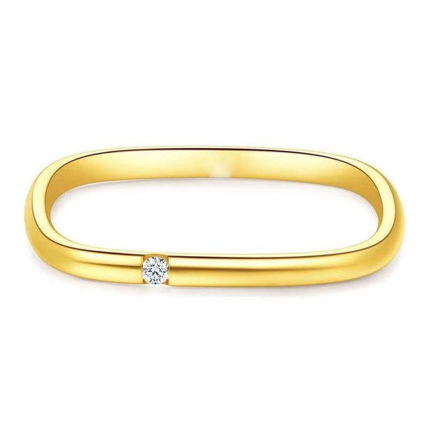 

cluster rings 2021 fashion s925 sterling silver gold-plated diamond square ring geometric design gift to girlfriend, Golden;silver