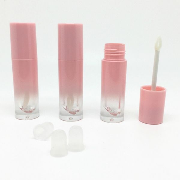 

custom logo plastic cosmetics packaging wholesale mini 4ml gradient pink empty lip gloss tubes containers round clear lipgoss tube refillabl