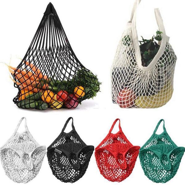 

portable net bags hand tote reusable cotton storage bag shopping grocery fruit bag mesh woven string ecology market handbag