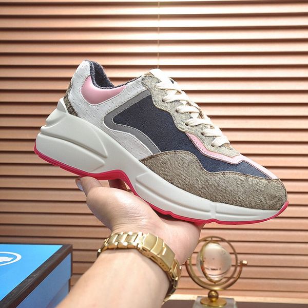 

2021 fashion beige men women sneakers designer trainers sports shoes rhyton sneaker vintage chaussures ladies casual shoe box size 35-46, Black
