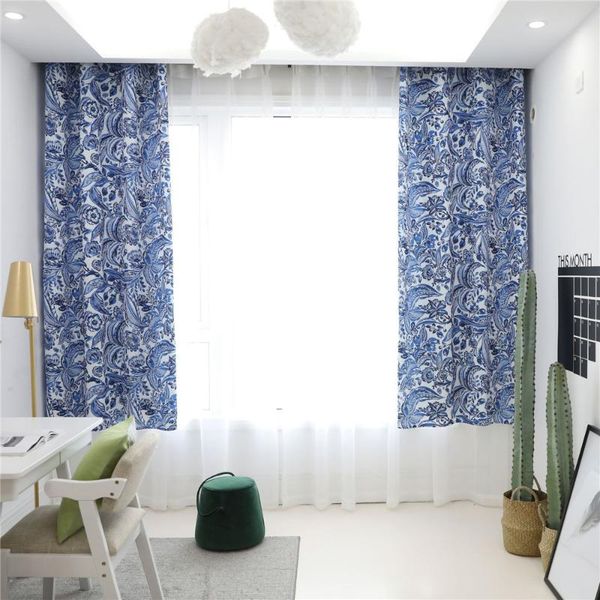 

1pcs nordic curtain baroque style print half shade curtain for home decor