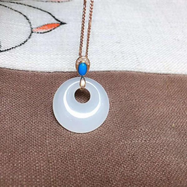 

lockets 18k gold and tianyu yangzhi white jade pendanth31#, Silver