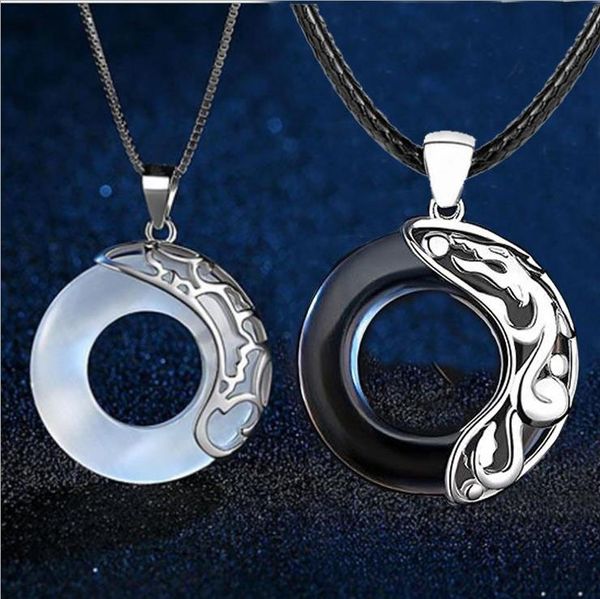 

pendant necklaces couple's necklace female clavicle creative men's jewelry retro style love token gift, Silver