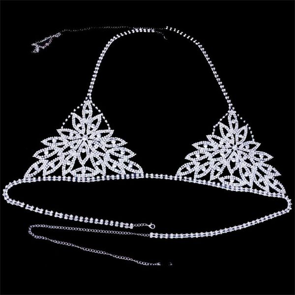 

glaming harness bra body chains for women jewellery summer luxury rhinestone crystal bling bikini thong chain set swimwear, Red;blue