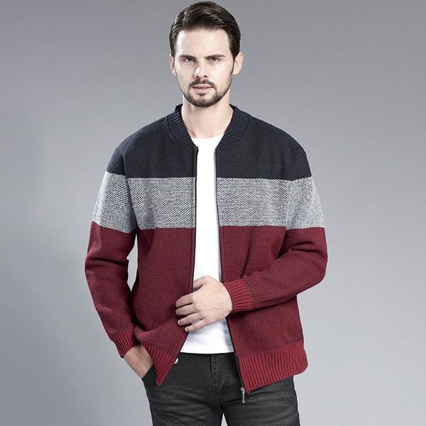 

men's sweaters thoshine brand spring fall winter men thick sweatercoats fleece knitted jackets patchwork cardigan outwear sweater coat, White;black