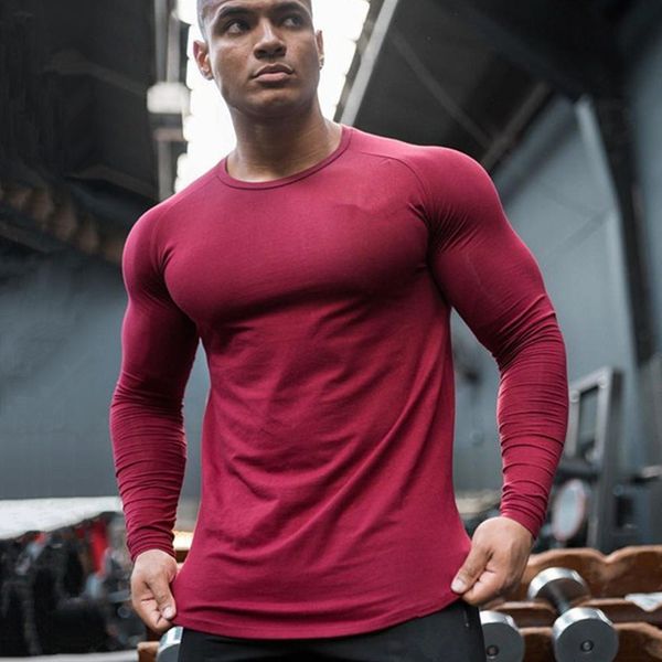 

new 2021 gym fitness t-shirt men casual long sleeve cotton t male bodybuilding workout ny tee shirt running sport clothing pmyv, White;black