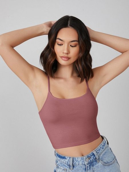 

solid form fitted crop cami t3u8#, White