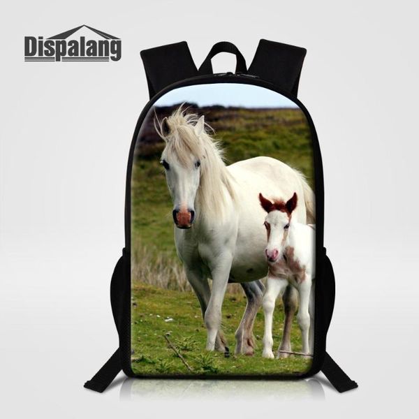 

backpack dispalang student 16 inch school bags 3d printing horse animal women's children custom design schoolbag rugtas
