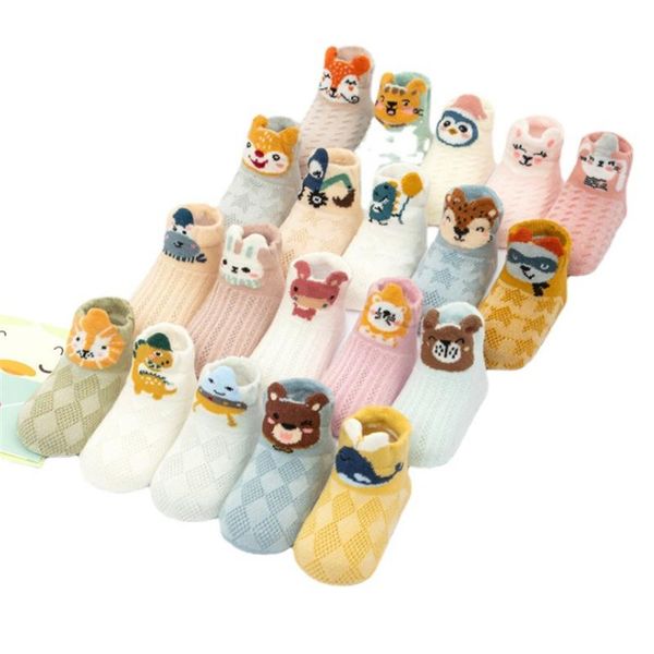 

socks 5pairs/set 0-1y baby cartoon animal kids floor girls mesh cute born boy toddler infant casual, Pink;yellow