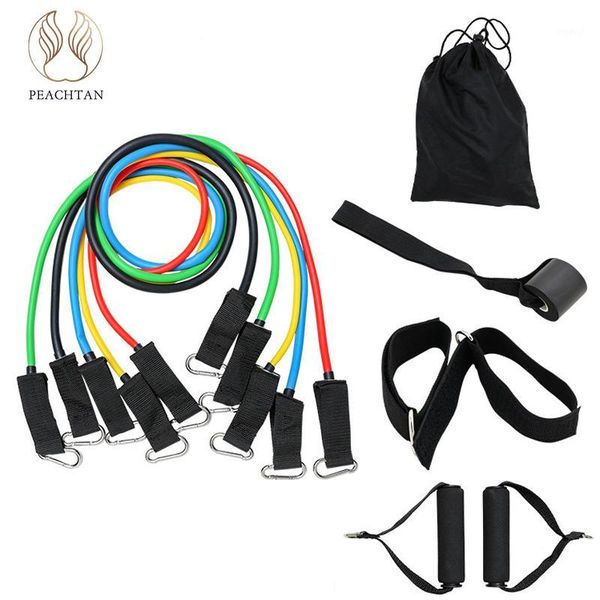 

resistance bands peachtan 11pcs/set yoga exercises fitness rubber tubes band pull rope training workout equippments1