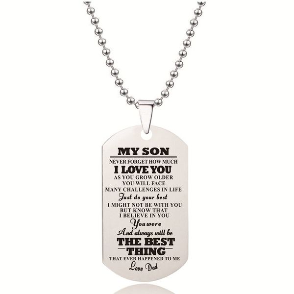 

factory sholesale accessories men's necklace women's titanium pendant engraved love dad stainless steel jewelry popular fashion xm