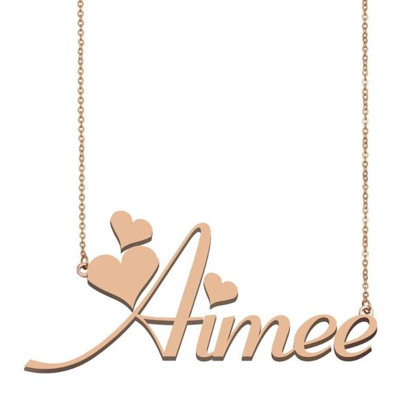 

pendant necklaces aimee name necklace, custom necklace for women girls friends birthday wedding christmas mother days gift, Silver