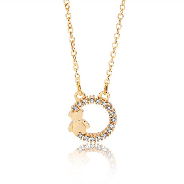 

pendant necklaces zhouyang cute bear pendants and for women light gold color choker neck chain korean fashion jewerly teens gift kbn087, Silver