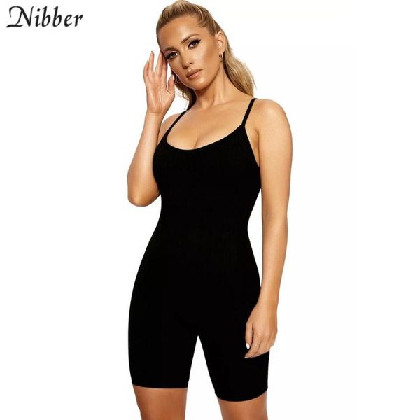 

women's jumpsuits & rompers nibber black basic sleeveless playsuits womens 2021 summer fashion elastic soft casual wear jogging sportsw, Black;white