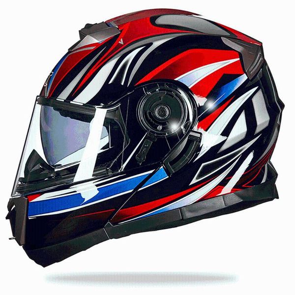 

motorcycle helmets helmet dual lens motocross moto full face flip up casco capacete casque black cascos para