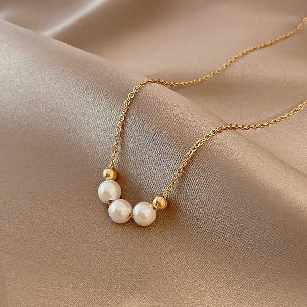 

light xury small crowd french baroque pearl necklace clavicle chain design feeling fairy temperament simple jewelry woman, Silver
