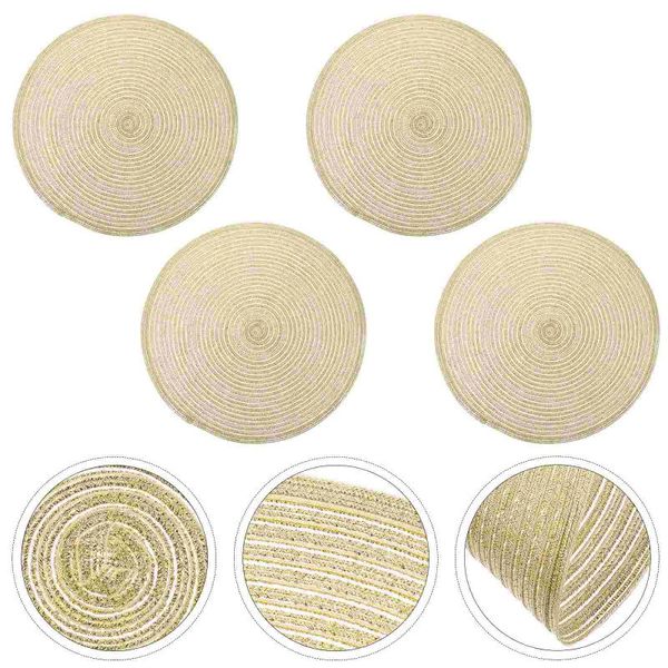 

mats & pads 4 pcs creative cotton rope woven placemats durable for home table (golden)