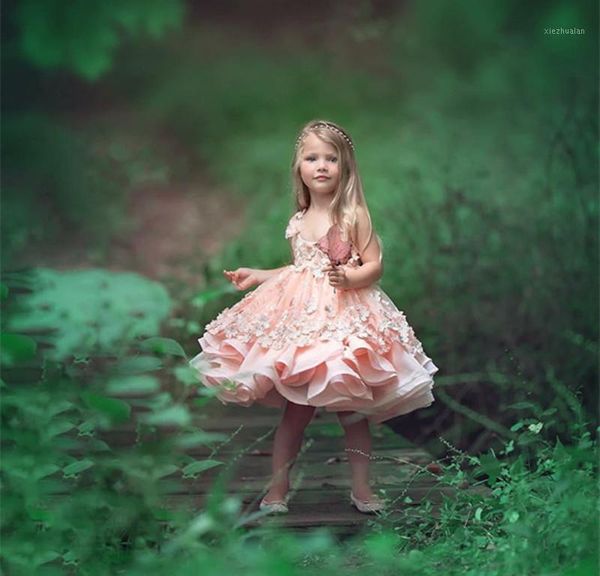 

girl's dresses pink baby girls birthday knee length 3d flowers puffy skirt tutu girl infant dresses1, Red;yellow