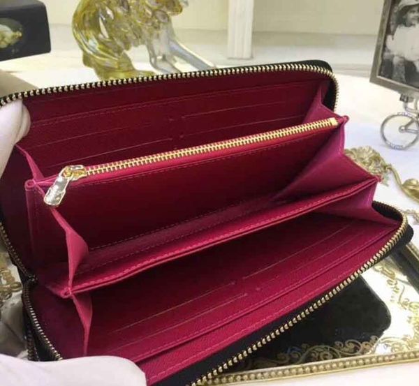 

single zipper wallets cardholder france paris plaid style luxurys mens wallets women wallet high-end luxurys designers wallets with packagin, Red;black