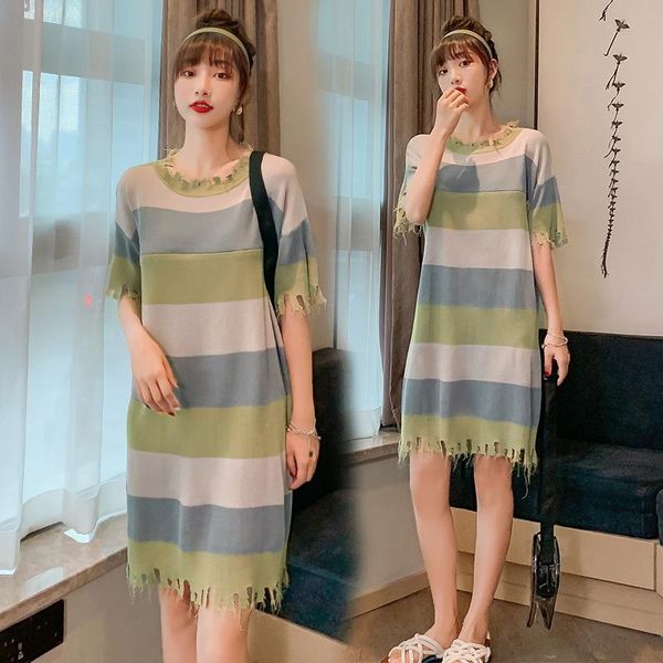 

2286# maternity clothes nursing dress summer stripe t shirt dress pregnant women pregnancy clothes breastfeeding, White