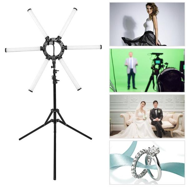 

flash heads foldable 36 inch led video light 6 tubes fill 120w 3200-5600k cri 95+ phone holder for live streaming vlogging pography