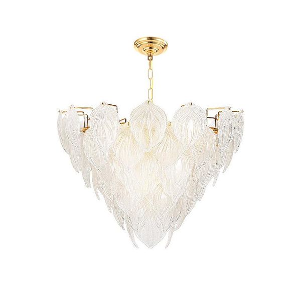 

chandeliers modern glass leaf led lighting gold metal living room pendant chandelier lights bedroom hanging fixtures