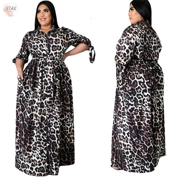 

new plus size xl 5xl es for women 2021 leopard print party elegant casual outfits sashes maxi wholesale dropshipping p3km, Black;gray