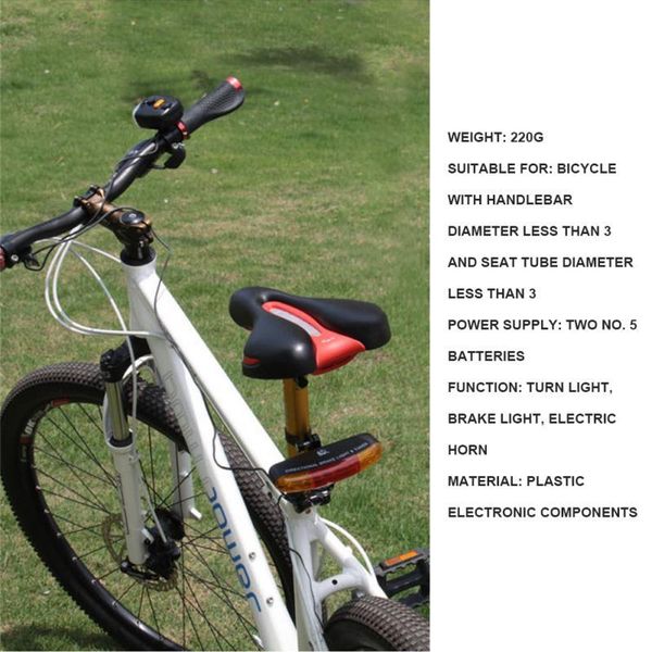 

bike lights multifunctional bicycle turn signal tail light electric horn brake taillights riding safety warning lamp battery powered