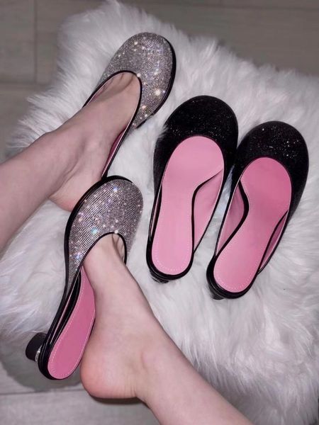 

sandals 2021 women rhinestone summer shoes, flats bling shoes, Black