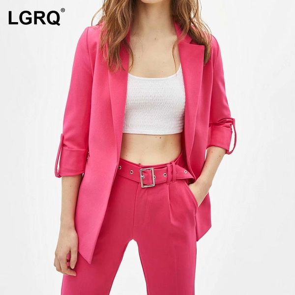 

women's suits & blazers [lgrq] women yellow casual temperament blazer notched neck long sleeve loose jacket fashion tide spring autumn, White;black