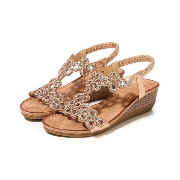 

sandals women summer bohemian style heels rhinestone, Black