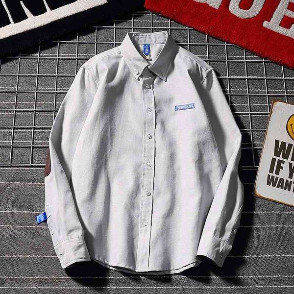 

trend oxford pure long sleeve shirt men's ulzzan casual daily bf lining, White;black